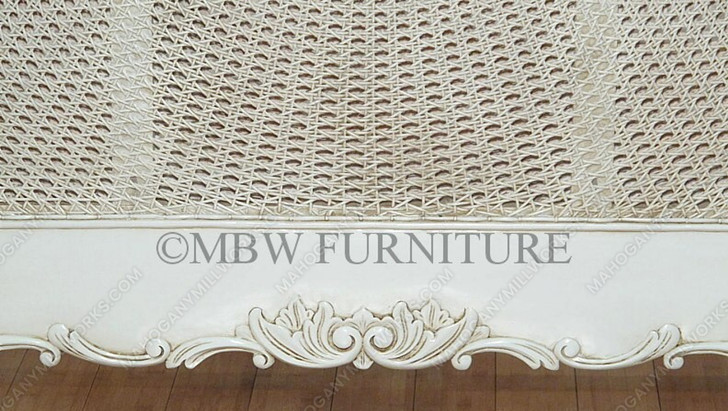 Antique White Rattan Country Cottage Bed