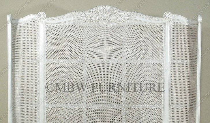 Antique White Rattan Country Cottage Bed