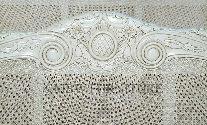 Antique White Rattan Country Cottage Bed