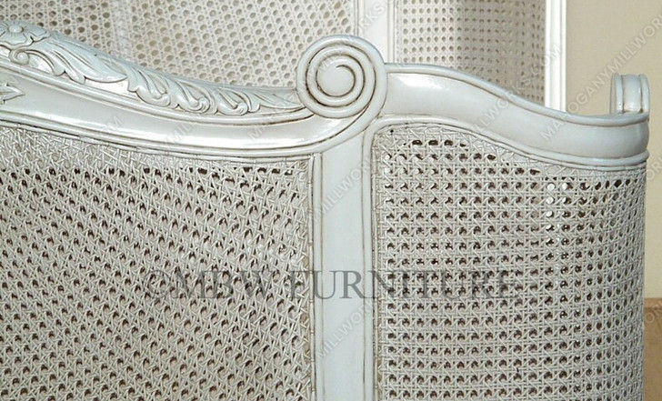 Antique White Rattan Country Cottage Bed