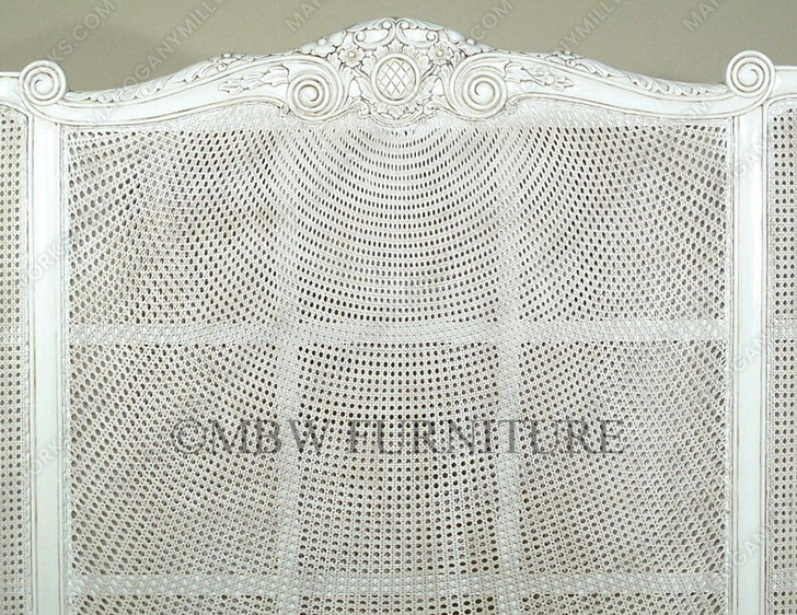 Antique White Rattan Country Cottage Bed