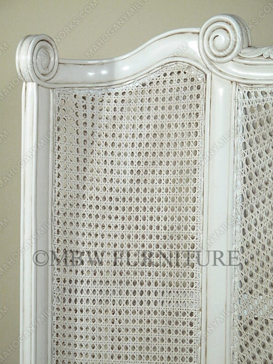 Antique White Rattan Country Cottage Bed