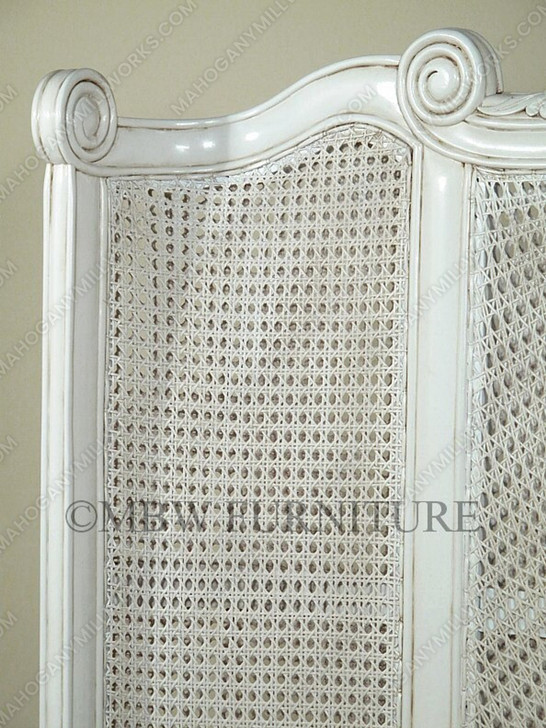 Antique White Rattan Country Cottage Bed