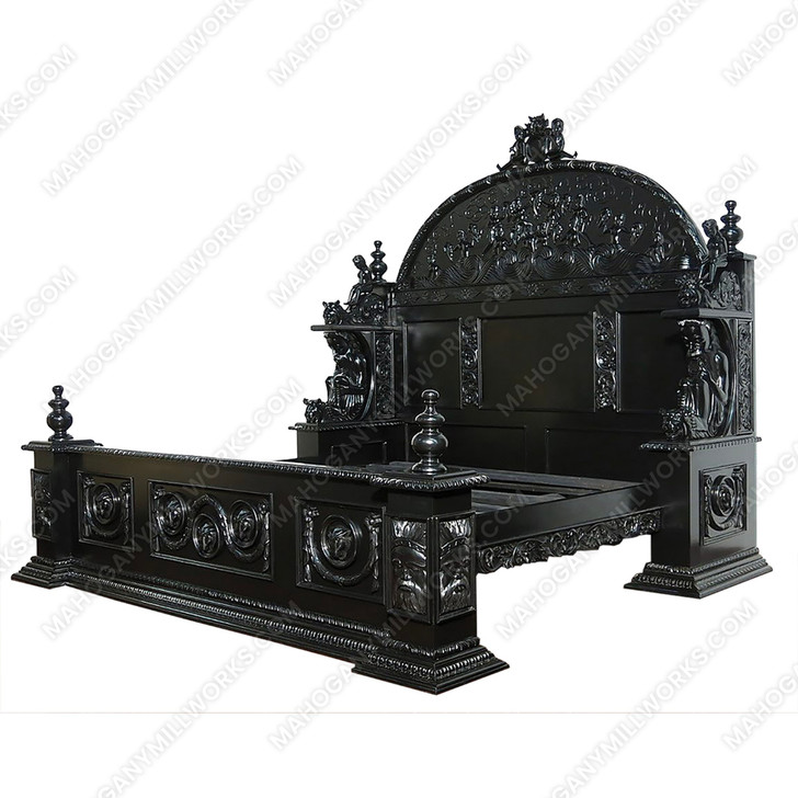Black Gothic Ornate Hand Carved Bed