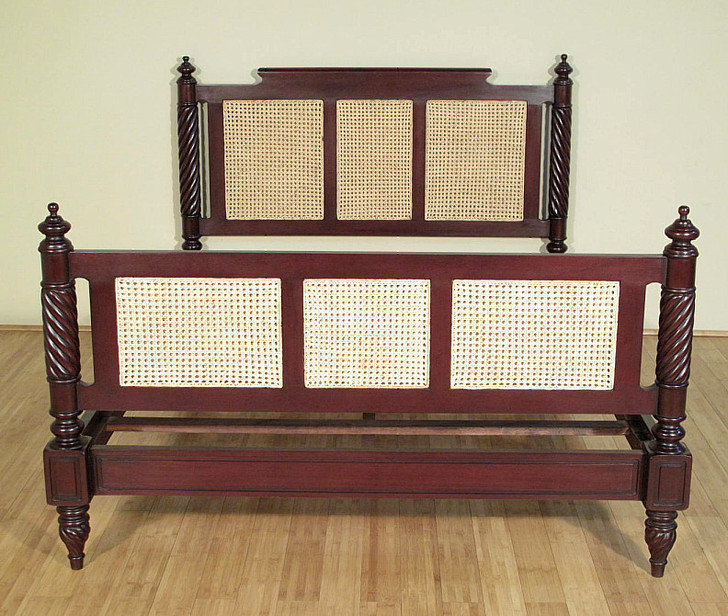 British Colonial Cane Panel Bed