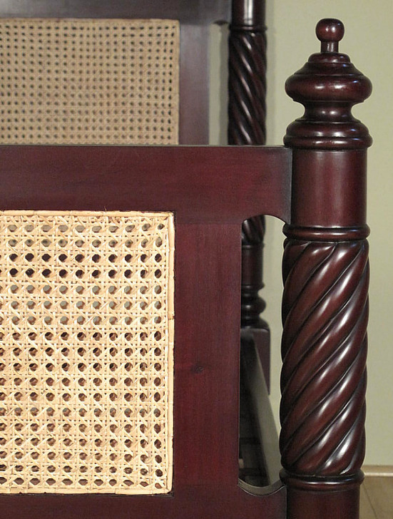British Colonial Cane Panel Bed