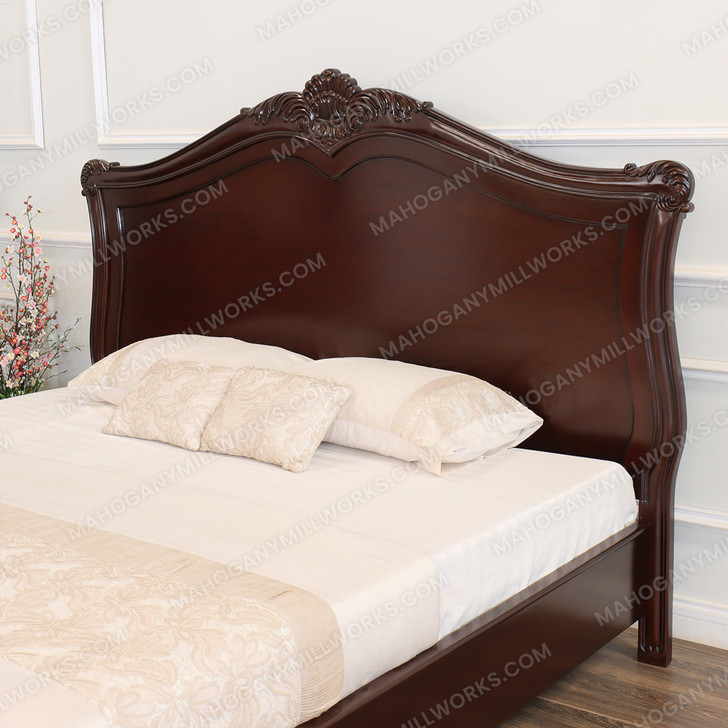Dark Walnut Rococo King Panel Bed