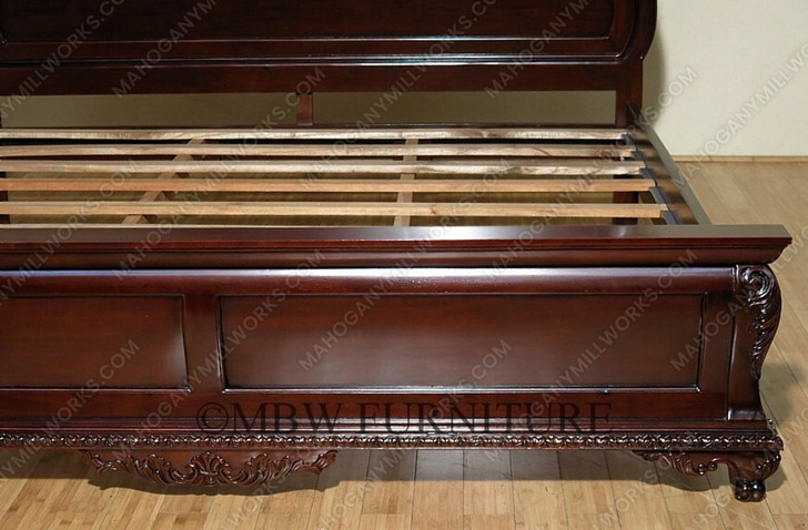 Dark Mahogany Carved Sleigh Bed