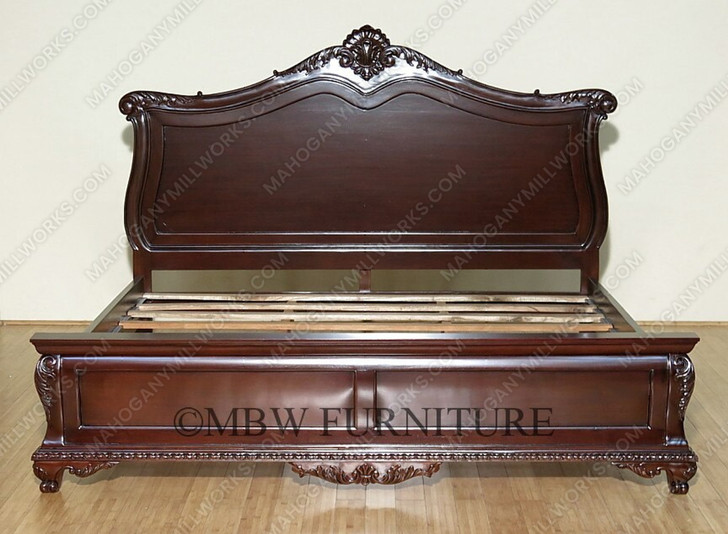 Dark Walnut Rococo King Panel Bed