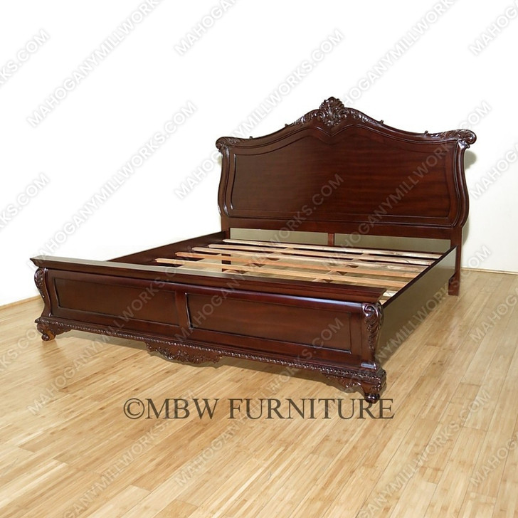 Dark Walnut Rococo King Panel Bed