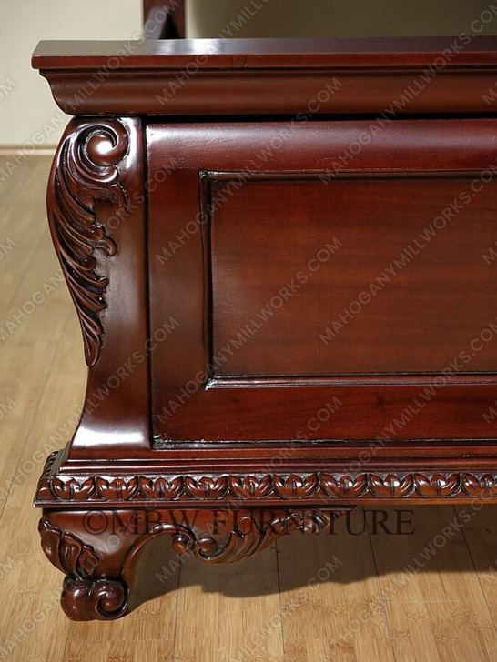 Dark Walnut Rococo King Panel Bed