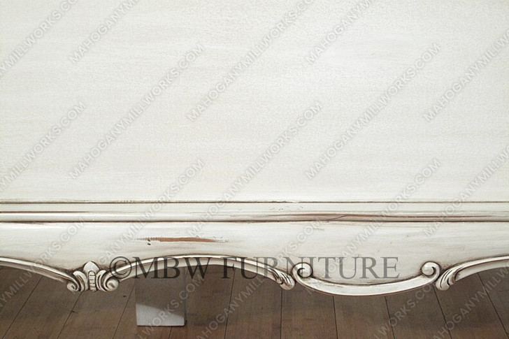 Distressed Antiqued White French Rococo King Bed