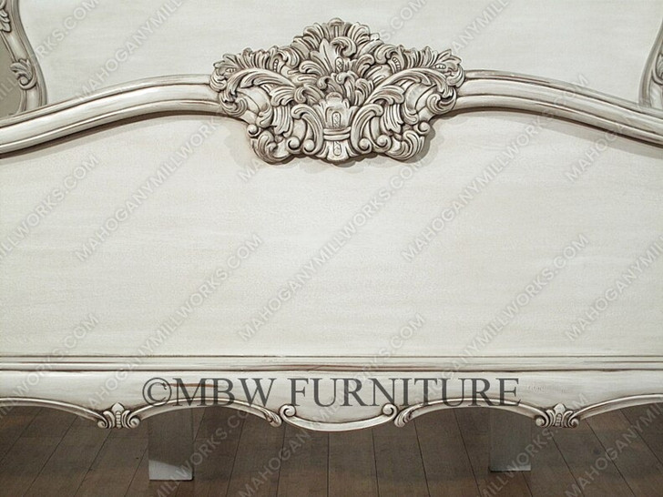 Distressed Antique White French Rococo Bed