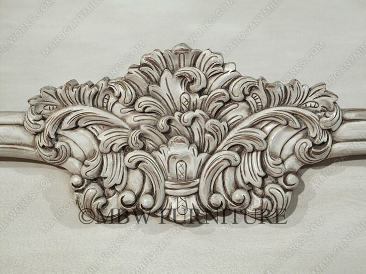 Distressed Antique White French Rococo Bed
