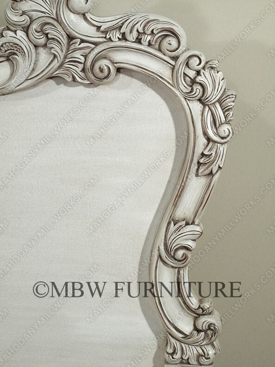 Distressed Antiqued White French Rococo King Bed
