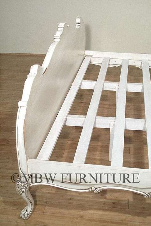 Distressed Antique White French Rococo Bed
