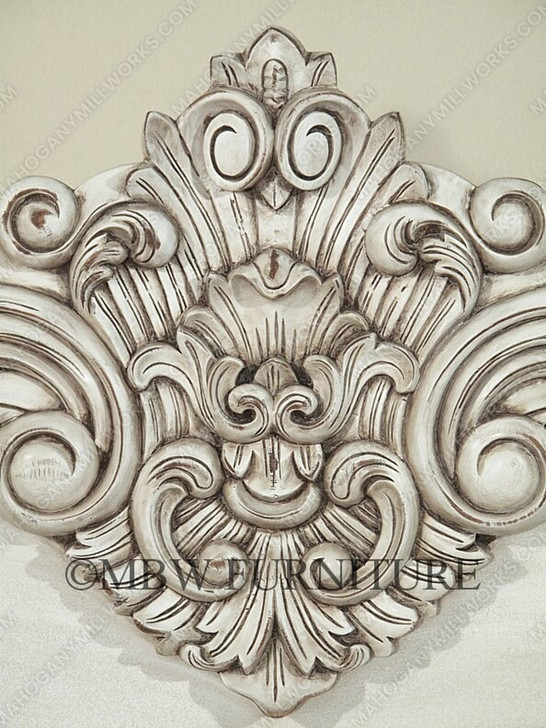 Distressed Antique White French Rococo Bed