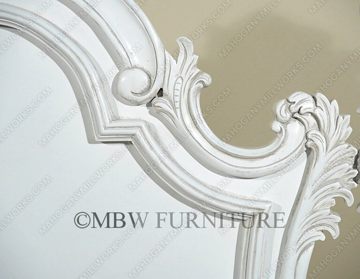 Shabby Chic French‑Style Hand‑Carved Distressed White Bed