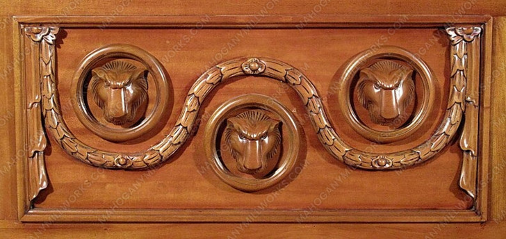 Light Mahogany Neoclassical Empire Revival Hand-Carved Mahogany Bed