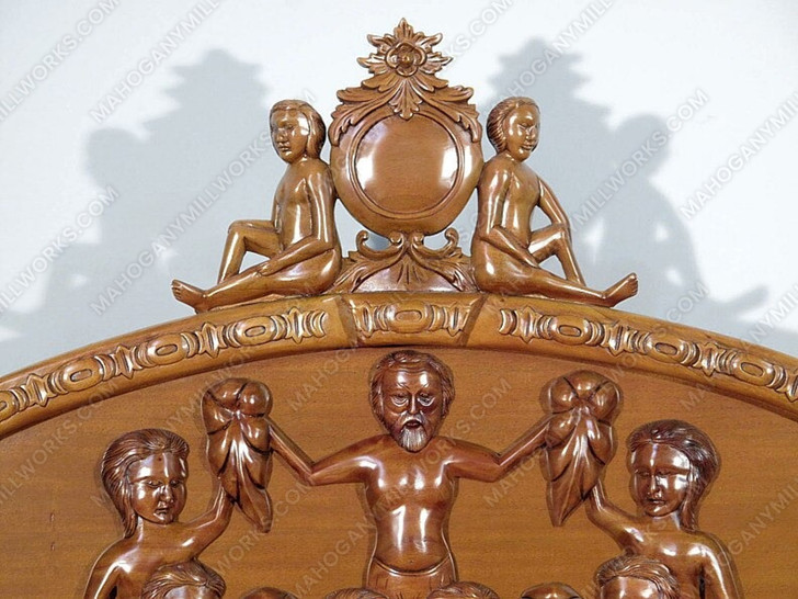 Large Golden Gothic Heavily Carved Bed