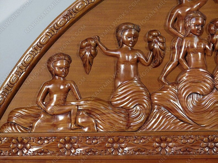 Light Mahogany Gothic Ornate Heavily Carved Bed