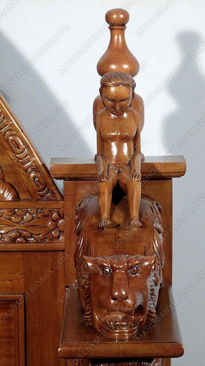 Large Golden Gothic Heavily Carved Bed