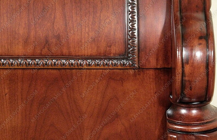 Elegant Carved Mahogany Sleigh Bed Frame with Scroll Legs