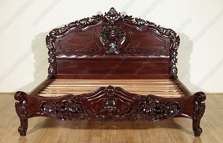 Chocolate Mahogany French Rococo E. King Panel Bed