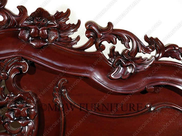 Dark Mahogany French Rococo Sleigh Bed