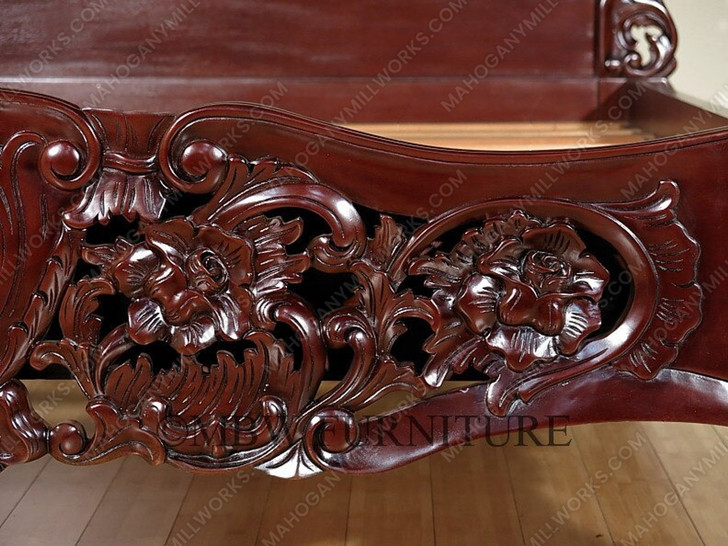 Dark Mahogany French Rococo Sleigh Bed