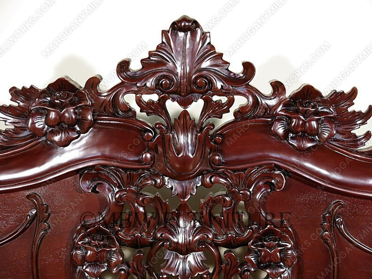 Dark Mahogany French Rococo Sleigh Bed