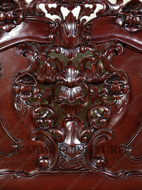Dark Mahogany French Rococo Sleigh Bed