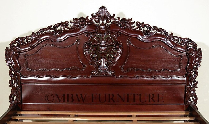 Dark Mahogany French Rococo Sleigh Bed
