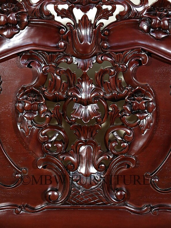 Dark Mahogany French Rococo Sleigh Bed