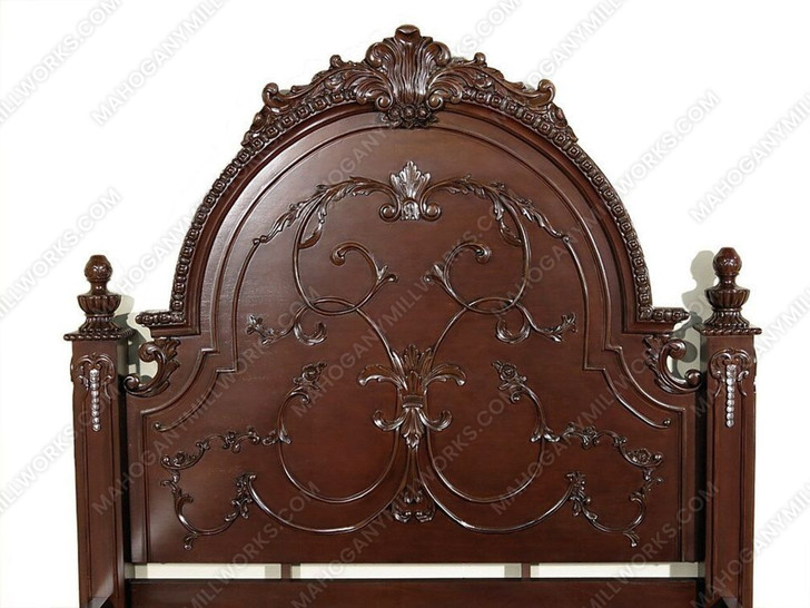 Solid Dark Mahogany Queen Panel Bed