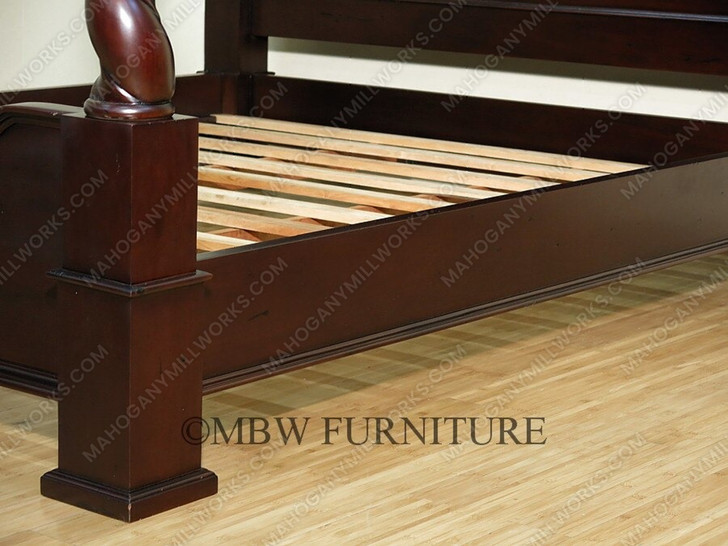 Dark Mahogany Four Post Barley Twist Poster Bed (Ca. King)