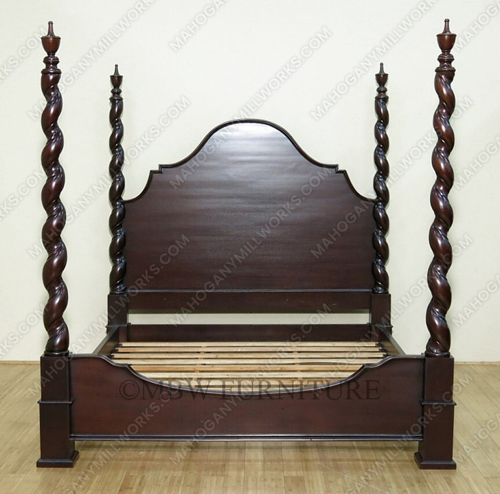 Dark Mahogany Barley Twist Four Post Bed