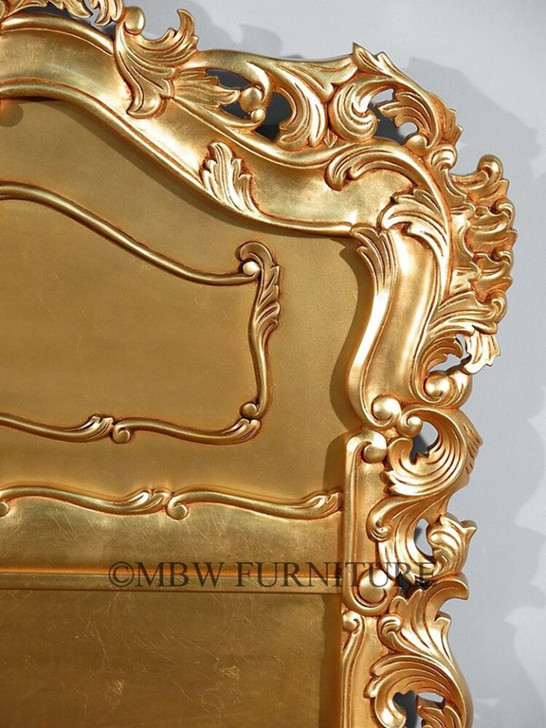 Antiqued Gold Leaf Rococo Panel Bed