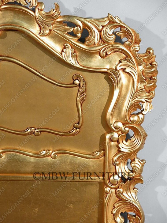 Antiqued Gold Leaf Rococo Panel Bed