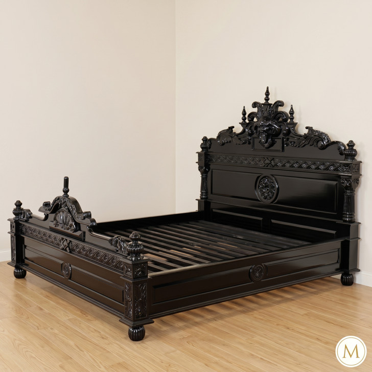 Black Gothic Gargoyle Bed w/ Glossy Finish