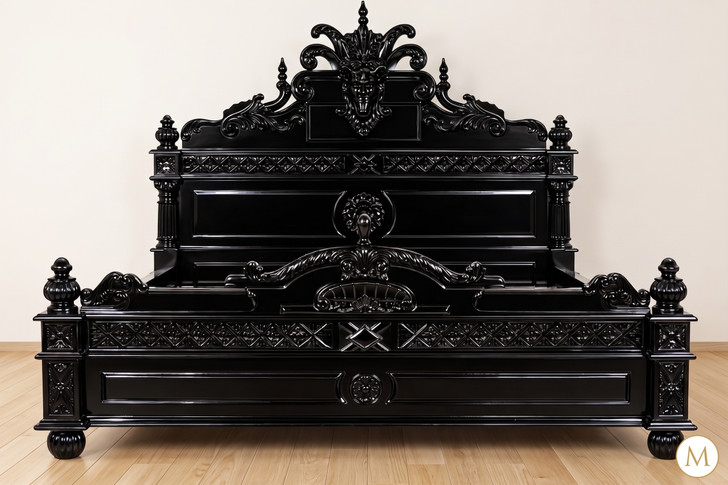 Black Gothic Gargoyle Bed w/ Glossy Finish