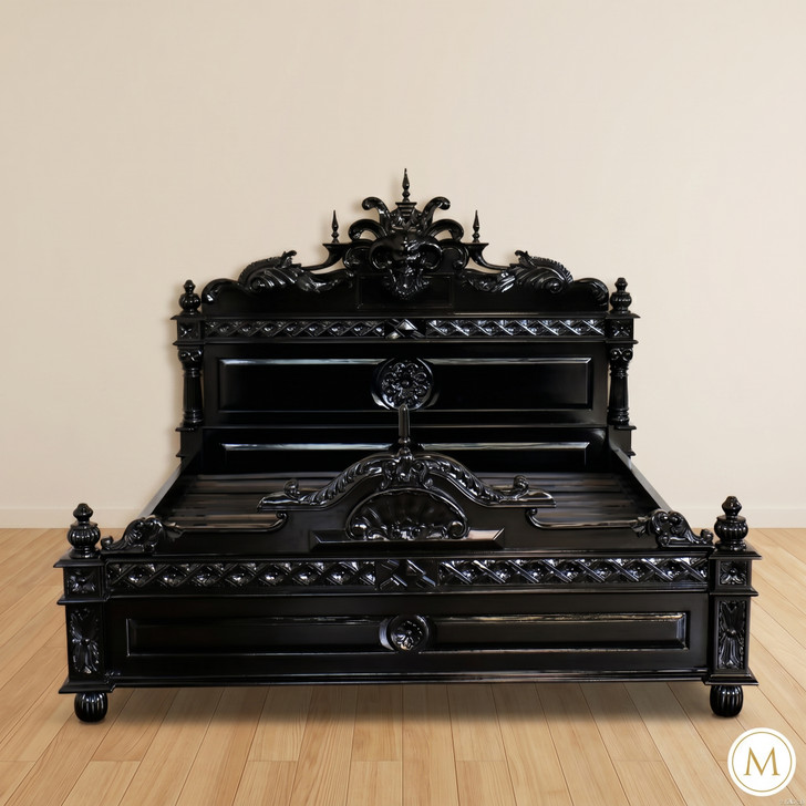 Black Gothic Gargoyle Bed w/ Glossy Finish