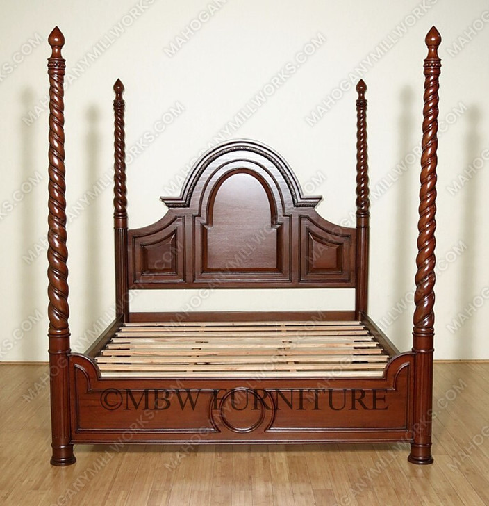 Mahogany Barley Twist Four Post Canopy Bed (California King)