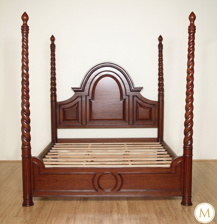 Mahogany Barley Twist Four Post Canopy Bed (California King)