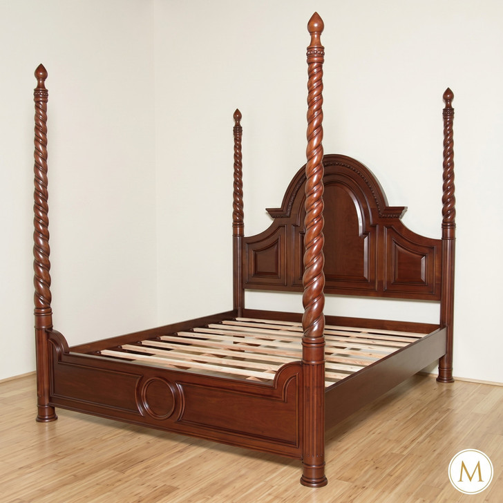 Mahogany Barley Twist Four Post Canopy Bed (California King)