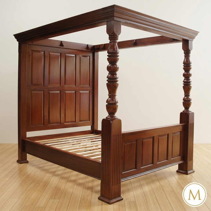 Mahogany English Colonial Plantation Canopy Bed