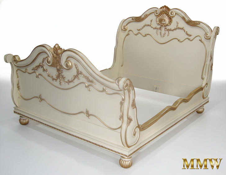 French Louis XV Rococo Hand-Carved Bed