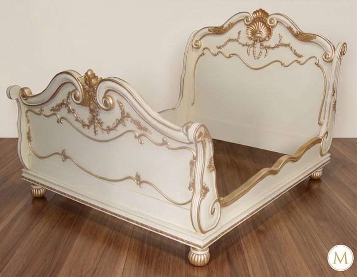 French Louis XV Rococo Hand-Carved Bed