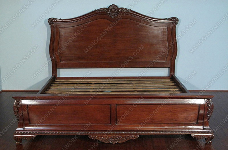 Solid Mahogany Eastern King Hand Carved Panel Bed
