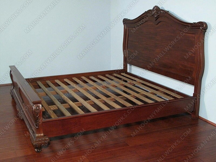 Solid Mahogany Eastern King Hand Carved Panel Bed